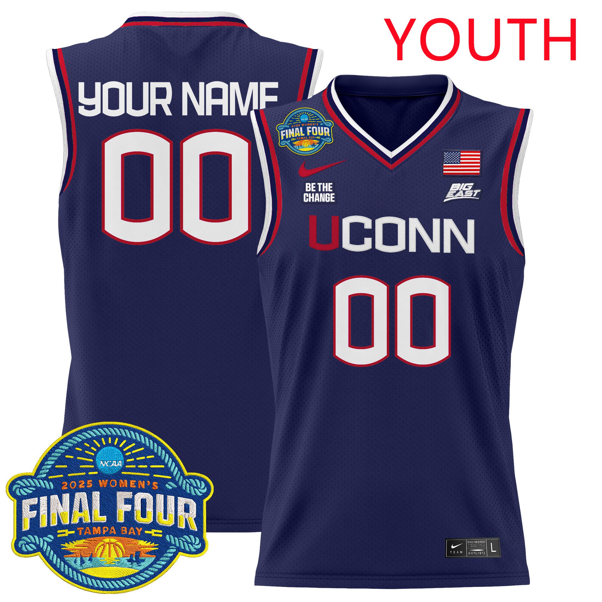 Youth UConn Huskies Purple Nike 2025 Big Eat Final Four Patch Lightweight Basketball Custom NCAA Jersey->customized ncaa jersey->Custom Jersey